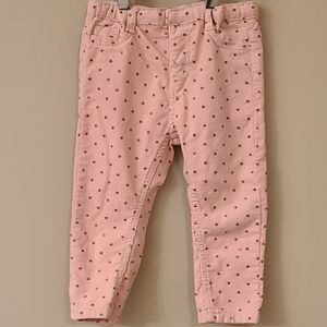 Chess Baby pink corduroy pants with gold star print